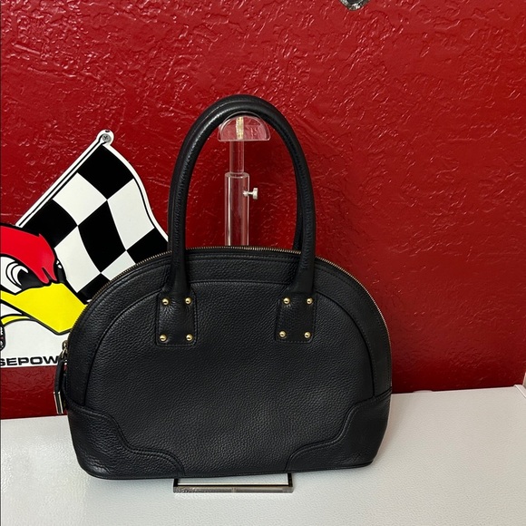 MCM Black Leather Satchel with Gold Accents with COA - Picture 3 of 11